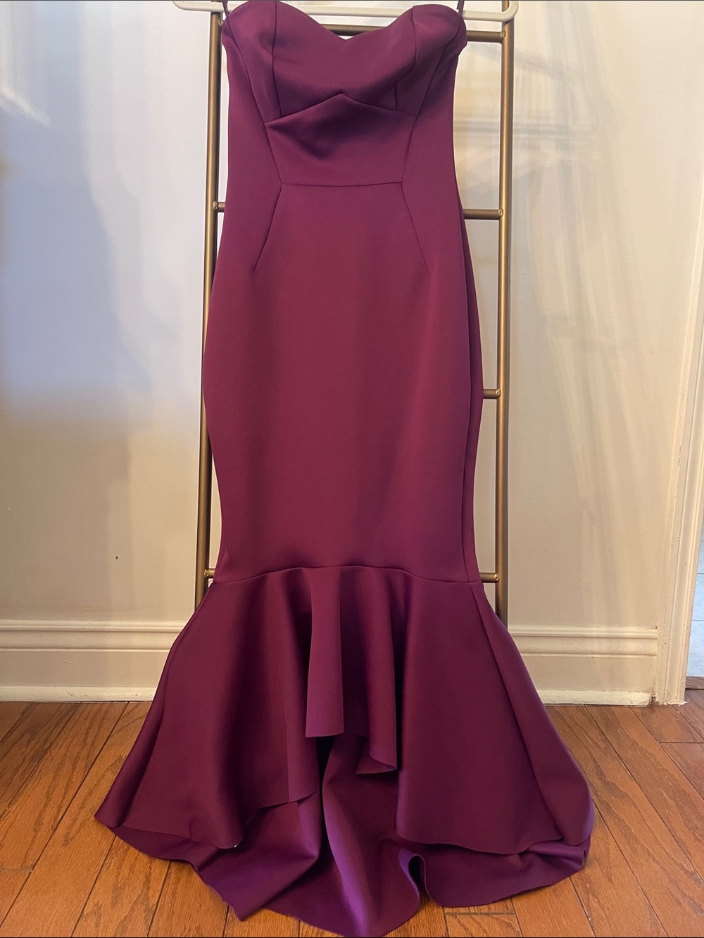 ASOS Strapless Mermaid Dress in Plum Purple